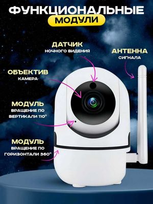 Wi-Fi Камера IP видеонаблюдения PTZ для дома через Wi-Fi со звуком