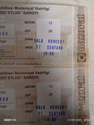 Gala konsert bilet chipta koncert xalqlar doʻstligi