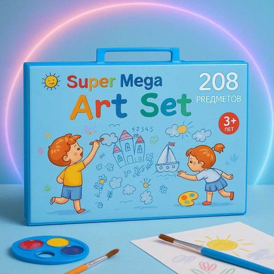 Yangi «Super Mega Art Set» bolalar rasm to‘plami — 208 ta buyum!