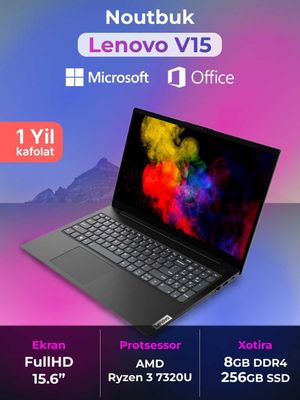 novo V15 Ryzen 3 7320U — ish, o‘qish va IT uchun zamonaviy noutbuk