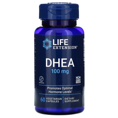 Life Extension, DHEA 100 мг, 60 вег. капсул, ДГЭА 100, ДХЕА-100