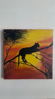 Safari sunset. Картина маслом.