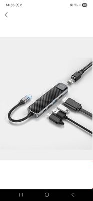 Type-C xa6 Hoco HB23 Easy view, HDMI + USB3.0 + USB2.0 + RJ45 + PD