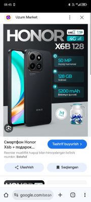 HONOR X6c 6/128 qora