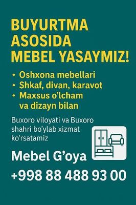 Mebel G‘oyasi — Siz orzu qilgan mebellar shu yerda! 1. Mebel Idea —