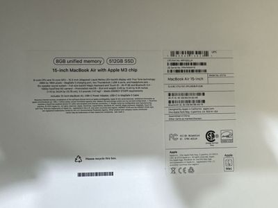 Macbook air 15inch m3 8/512