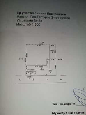 Шланба да ховли сотилади 4,4 сотх. Тўрт бурчак, торцевой, фасад 42м.