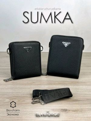 Erkaklar uchun sumka-barsetka, yelkama, eko-charm