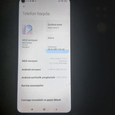 redmi not 9 pro maks 700ming hotira 128 gb