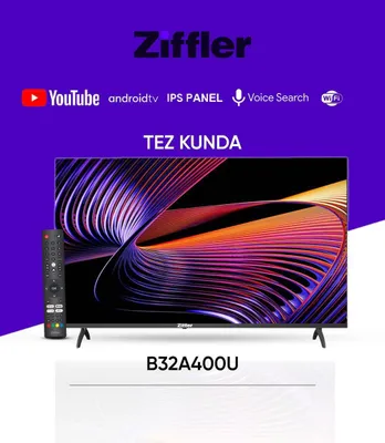 Телевизор ZIFFLER B32A400U голосовой опулт Смарт Тв Андроид 14 HDMI