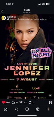 Продается билет на JENNIFER LOPEZ