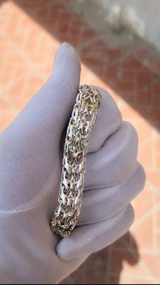 Серебряный браслет "ручеёк x2", 925 проба