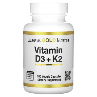 Витамины D3 и К2 MK-7, California Gold Nutrition, 180 капсул