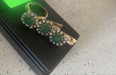 tilla uzuk va zirak komplekt 585 proba золотое кольцо и серьги 585-й