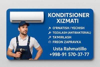 Konditsioner o‘rnatish, yechish, zapravka – Toshkent bo‘ylab xizmat