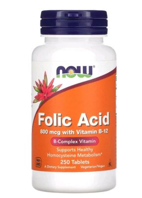 Фолиевая кислота 800 mcg + B 12 250 таблеток