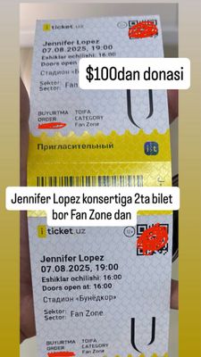 Jennifer Lopez konsertiga bilet fan zone