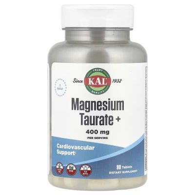 KAL, Magnesium Taurate+, Таурат магния+, 400 мг, 90 таблеток