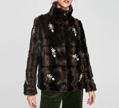 Шуба Zara Trinny из эко-меха с кристаллами