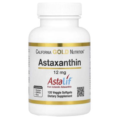 астаксантин, 12 мг, 120 растительных капсул. Astaxanthin