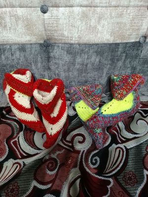 Домашние  вязаные тапочки