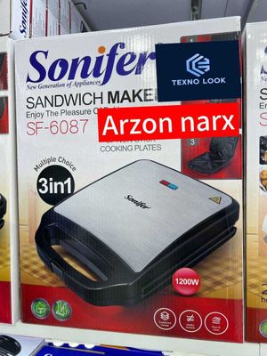 Sonifer SF-6087 — vafli, gril va sendvich tayyorlagich. Dastavka bor!!