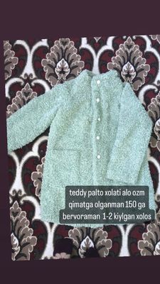 teddy palto toza narsa qimmatga kegan  mentol rang