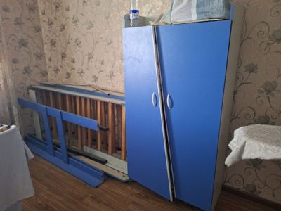 Детская 2х этажная кровать со шкафчиком