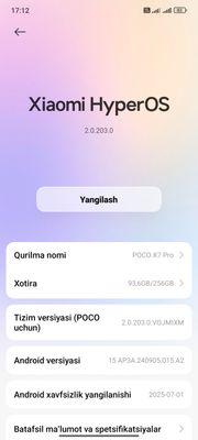 Poco x7pro 8ga 256 pratsessr Demensty 8400Ultra