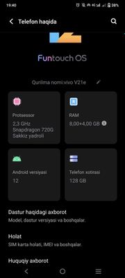 Sotiladi vivo v21e 8+4/128