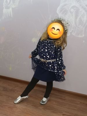 Синее платье на 4-6 лет