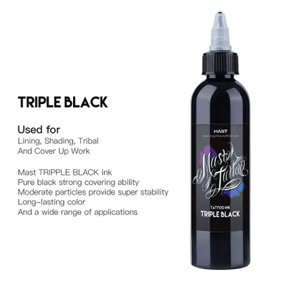 Тату краска Mast Triple Black 30ml. Отличный, глубокий чёрный цвет.