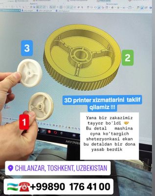 3D printer xizmatlarini taklif qilamiz – tez, sifatli va aniqlik bilan