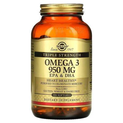 Solgar, Omega 3, Омега-3, ЭПК и ДГК, 950 мг, 100 и 50 капсул