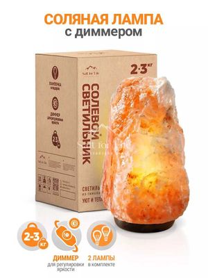 Светильник солевой лечебный с диммером Salt For Life (2-3 кг)