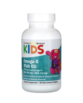 California Gold, рыбий жир с омега-3 для детей, 60 капсул