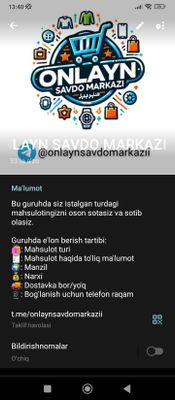 Telegram guruhimizga qo'shiling va narsalaringizni oson soting