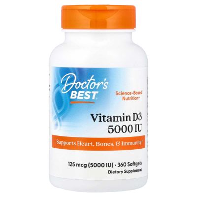 Doctor's Best, Витамин D3, 5000 МЕ, 360 капсул