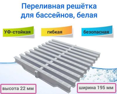 Переливная решётка для бассейнов. Высота 22мм, ширина 19,5мм.