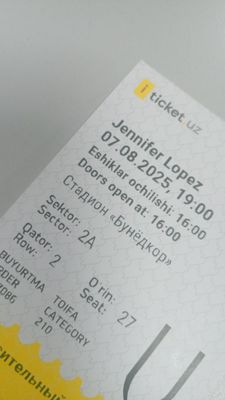 Jennifer Lopez konsertiga bilet