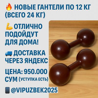 Мощные чугунные гантели по 12 кг — забирай сегодня!