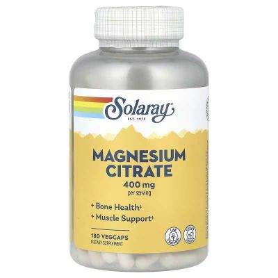 Solaray, Magnesium Citrate, Цитрат магния, 400 мг, 90 и 180 капсул