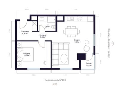 Modera Towers 2-к квартира 56м2 Яккасарайский район,Шота Руставели