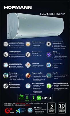 Кондиционер Hofmann SOLO-SILVER 12 G10 INVERTER 3D 2025 new