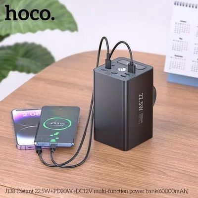 Hoco J138 портативный аккумулятор 60000mAh с фонарём быстрая зарядка