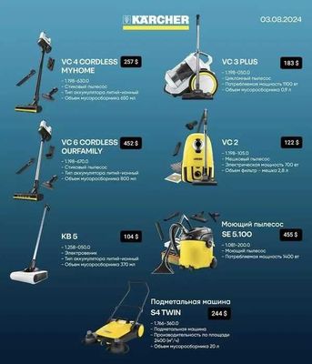 Аккумуляторный Пылесосы KARCHER VC 2/3 ~ VC 4/6 ~ KB 5 ~ SE 5.100 ~ S4