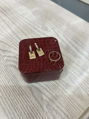 Картье комплект сережки и колько 585 проба