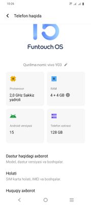 Vivo y03 8/128gb holat Alo