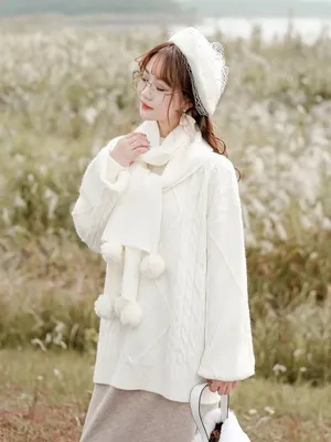 Комплект полувер с шарфом