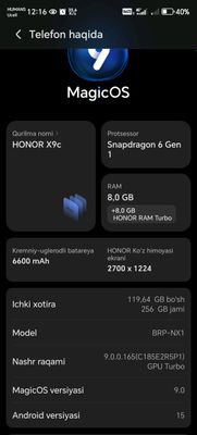 Honor x9c 5G ishlatilgan